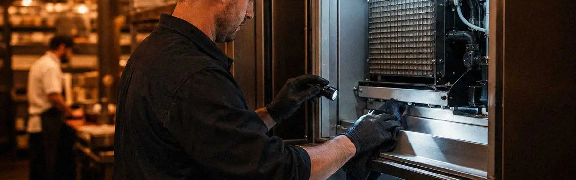 Commercial ice machine equipment in a restaurant service environment