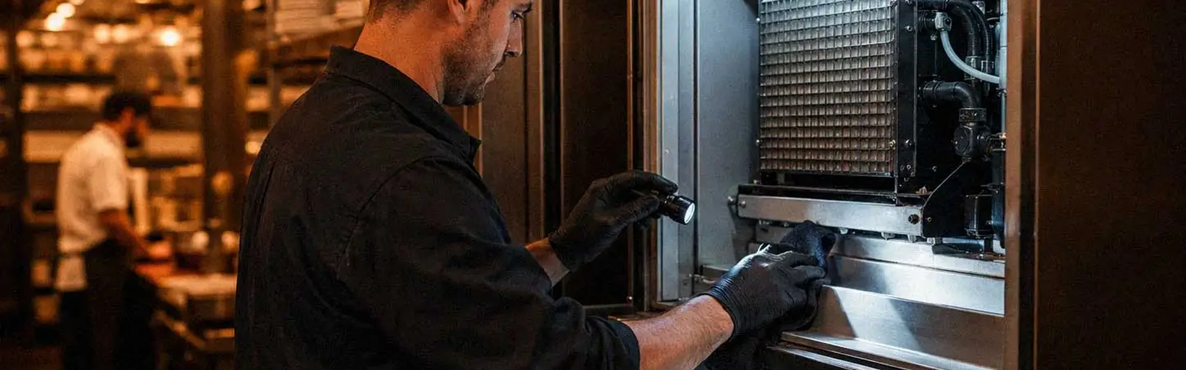 Commercial kitchen refrigeration service environment
