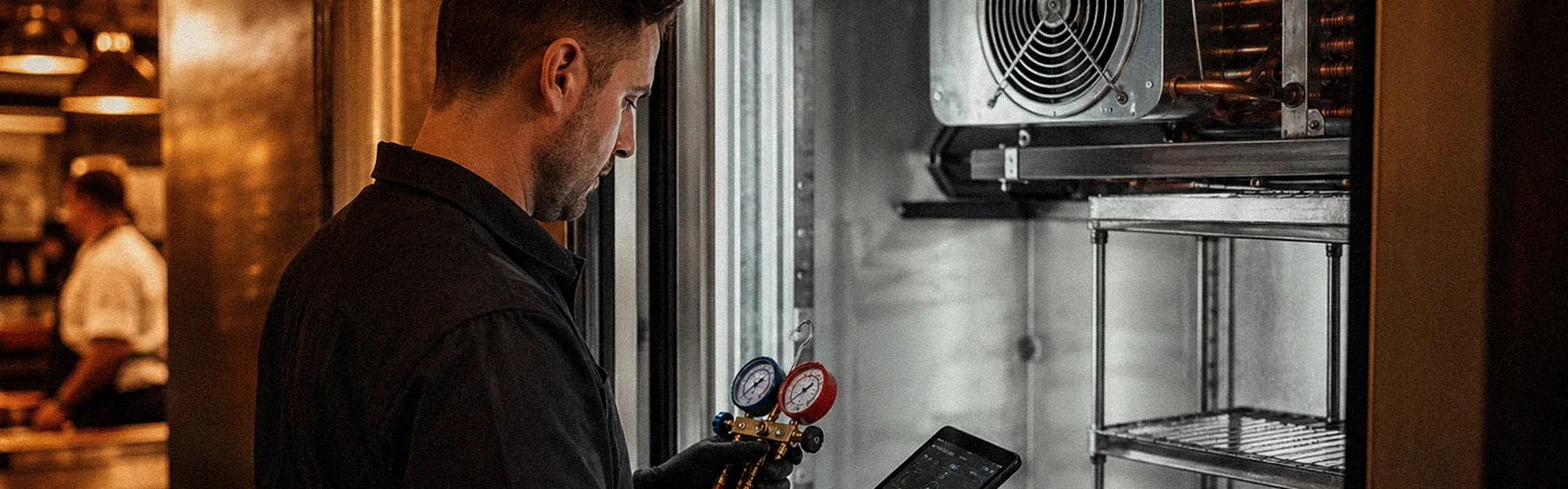 Commercial walk-in freezer service environment